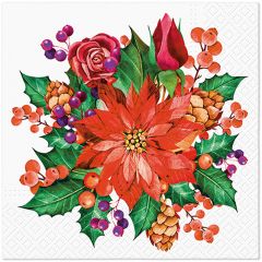 Ubrousky PAW L 33x33cm Poinsettia With Cones