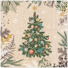 Ubrousky PAW L 33x33cm We Care Vintage Christmas Tree
