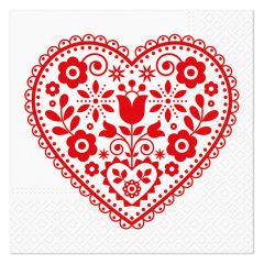 Ubrousky TaT 33x33 cm Folk Embroidery Heart