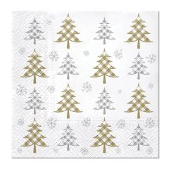 Ubrousky TaT 33x33cm Christmas Tree Check (gold and silver)
