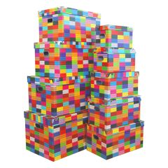 Úložný box - kartonová krabice s potiskem stavebnice (sada 9 ks / rozměrů)