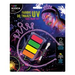 UV barvy na obličej Kidea + čelenka svítící ve tmě