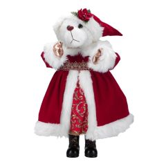 Vánoční dekorace - Medvědice ve vánočním oblečení 50 cm, červená barva