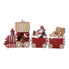 Vánoční dekorace - Perníkový vláček 33 cm, červená barva
