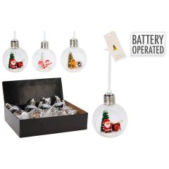 Vánoční koule 80 mm s LED světlem a figurkami (mix 3 provedení)