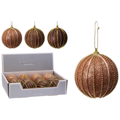 Vánoční koule 80 mm třpytivá, zdobená goralkami (mix 3 barev, cena /1 ks)