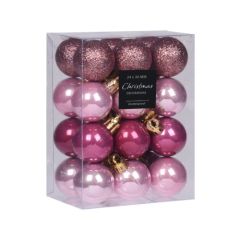 Vánoční koule - sada 24 ks fialové, prům. 30 mm, mix lesklá/perleťová