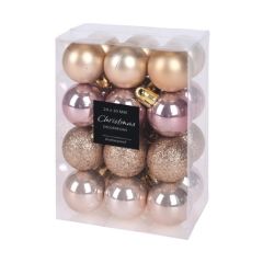 Vánoční koule - sada 24 ks perleťové, prům. 30 mm, mix matná/lesklá