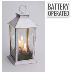 KOOPMAN  Vánoční lucerna s 3x LED svíčkou, 29 cm, bílá