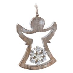 KOOPMAN  Vánoční ozdoba - dřevěná, anděl s korálky 18,5 cm, 1ks