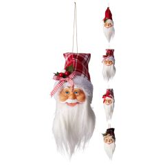Vánoční ozdoba Mikulášova hlava s vousy 35 cm na zavěšení (4 varianty /cena je za 1 kus)