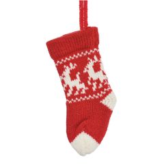 Vánoční ozdoba - Ponožka červeno-bílá na stromek 17 cm, 1 ks