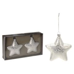 Vánoční ozdoby - PP stříbrné - hvězdy 10 cm, sada 2ks
