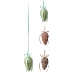 Vánoční šiška 125 mm se stuhou na zavěšení (mix 3 barev /cena za 1 ks)