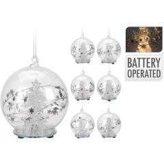 Koule - svítící / skleněná LED - teplá bílá 8 cm, mix / 1ks