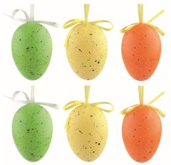 Velikonoční vejce plastová Kropěnatá barevná 6 cm na zavěšení, 6 ks v sáčku