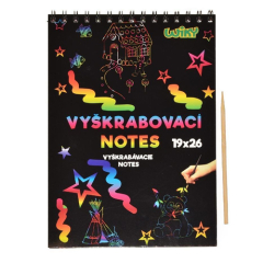 Vyškrabovací notes duhový A4, 10 listů + bambusové pero