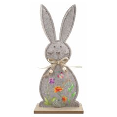 Zajíc s motivem louky z filcu 14 x 30 x 5 cm k postavení