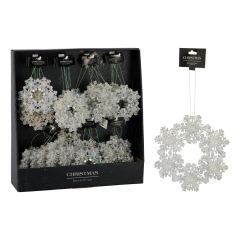 KOOPMAN  Závěsná dekorace - vánoční věnec 12 cm, stříbrná, mix /1ks