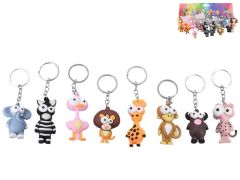 Zvířátko safari přívěsek na klíče 7cm 8druhů 12ks na kartě