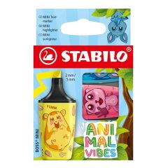 Zvýrazňovač STABILO BOSS MINI Animal Vibes (sada 3 ks)