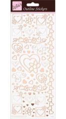 Docrafts  DO samolepky ANT 810287 Hearts Rose Gold On White