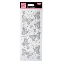 Docrafts  DO samolepky ANT 8181017 motýli glitr SILVER