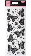 Docrafts  DO samolepky ANT 8181019 motýli glitr BLACK