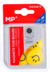 magnet v plastu kulatý 30mm 4ks Smajlík PA348-5 blistr
