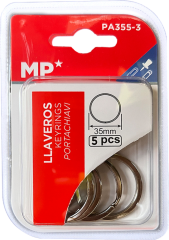 kroužek kov na klíče 5ks PA355-3 blistr