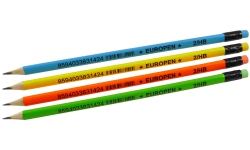 Europen  tužka Europen 2 trojhranná s gumou - neon.barvy