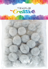 pom poms 20mm šedý 50ks