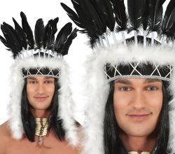 Fiestas Guirca Indiánská čelenka černobílá