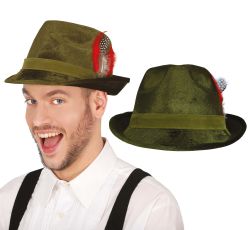 Fiestas Guirca Myslivecký klobouk zelený s peříčky