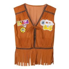 Boland Hnědá vesta hippie s třásněmi velikost M/L