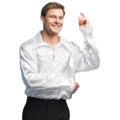 Boland Bílá pánská košile s volánky XXL