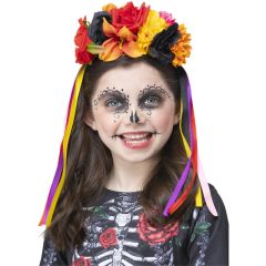 Smiffys Barevná květinová čelenka se stužkami
