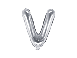 PartyDeco Foliové písmeno V stříbrné 35 cm