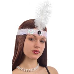 Carnival Toys Bílá charlestonová čelenka s peříčkem