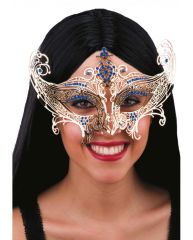 Carnival Toys Kovová škraboška s modrými kamínky