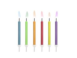 PARTYDECO Dortové svíčky barevné plamínky 6 ks