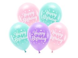 PARTYDECO Sada 5 balónků Happy Bithday růžová