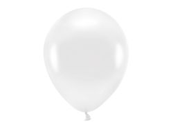 PARTYDECO Sada 10 bílých metalických balónků 30 cm