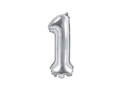 PARTYDECO  Partydeco Foliová číslice 1 - stříbrná - 35cm
