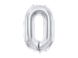 PARTYDECO Foliová číslice- 0 stříbrná -86 cm