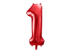 PARTYDECO Foliová číslice- 1 červená -86 cm
