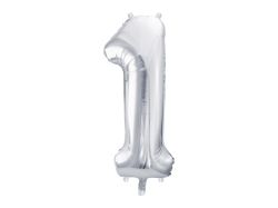 PARTYDECO Foliová číslice- 1 stříbrná -86 cm