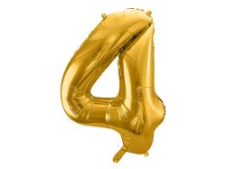 PARTYDECO Foliová číslice- 4 zlatá -86 cm