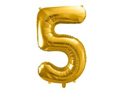 PARTYDECO Foliová číslice 5 zlatá -86 cm