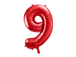 PARTYDECO Foliová číslice- 9 červená -86 cm